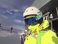 4K Public cumshot on mouth in ski lift Part 1, 2