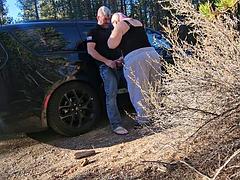 Amatööri, Iso kaunis nainen, Suihinotto, Auto, Rankka, Ulkona, Julkinen, Imevä