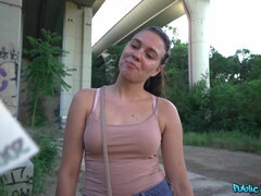 Smiley hot babe Keira has got sex affair on the street!