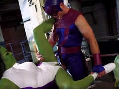 Diana DeVoe getting banged by a super hero in a parody