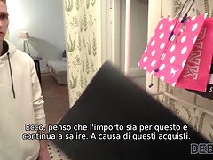 Cagna spends soldi shopping for debt and must guess who pays for what in rough homemade reality sex