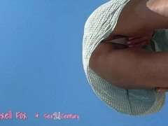 Blondine, Frau, Französisch, Masturbation, Milf, Im freien, Öffentlich, Solo