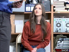 18 Years Old - Blue Eyed Dark Hair Girl Thief Got Caught By A Mall Cop