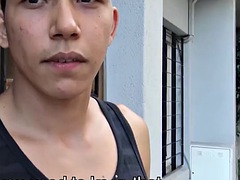 Latin Leche - Straight Latino guy offered extra money to take off his clothes and stroke his cock