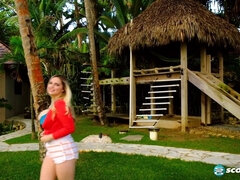 Blond, Harig, Masturbatie, Natuurlijk, Natuurlijke tieten, Buiten, Kut duiken, Alleen