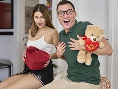Beautiful doggy style fuck with a long-legged young brunette Amber Slassh