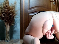 素人, お尻, ぽっちゃり, 女, オナニー, 熟年, 穴開きパンティ