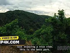 Hunt4k. faced a nude stranger with lovely boobs in the forest