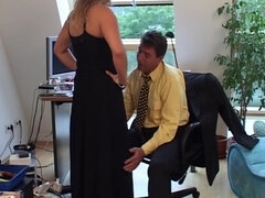 Stockings Wearing Milf With Gets Her Mouth Filled With Cum With Huge Boobs