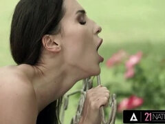 Lilu Moon Outdoor Anal Sex - Brunette Doggystyle on Garden Bench