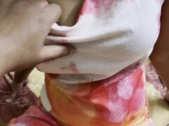 Hot Indian bhabhi gets down and dirty at home with a rapid hookup and romantic blowjob