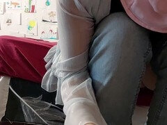 Stjärt mot mun, Stor stjärt, Massage, Milf, Mamma, Naken, Strumpbyxor, Fitta