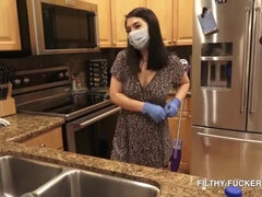 Mina Moon - Asian Maid With Big Tits Cleans Naked For Cash - Teen Korean Babe HD