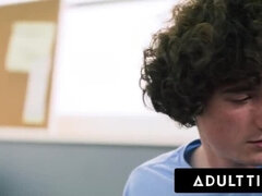 ADULT TIME - Teen Melody Marks Secretsly Fucks Boyfriend at Work! With Braces & Stepdad Near!