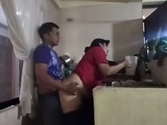 Fucking in the kitchen secretly from my wife, I fuck the cook