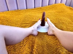 Dormitorio, Pies, Masturbacion con pies, Enorme, Solo, Spandex, Tetas, Juguetes