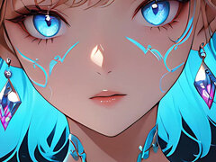 Trance of Light a Beautiful Young Woman with Mystical Glowing Markings