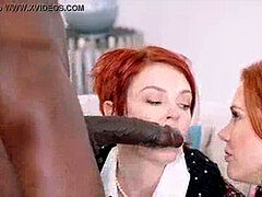 Stor kuk, Svart, Avsugning, Ansiktsbehandling, Kkm, Rödhårig, Trekant