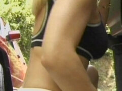 Top-class Blonde French MILF Rides Big Dick Outdoors