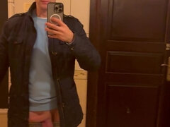 Swinging Big Dick in Bathroom