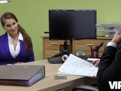 Buxom euro Babe Mischel Lee screwing her bank advisor to get her loan approved