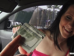 Veľký zadok, Kuřba, Brunetka, Auto, Honění, Vonku, Z pohľadu účastníka, Teenka