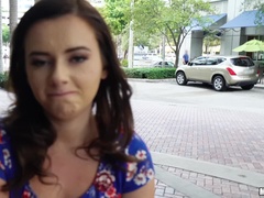 Shy Brunette Flashes Pussy