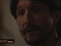 Obciąganie, Styl na pieska, Europejski, Lizanie, Naturalny, Naturalne cycki, Rudowłosa, Pończochy