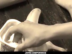 Aoba Itou, the Japanese stepmom, kneels before her stepson to suck him dry