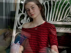 Alisa Angel - Cute Shy Teen Brunette Takes Off Her Shorts