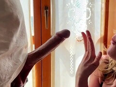 On the phone with my cuckold boyfriend while I suck my roommate's big cock - Sheila Moore