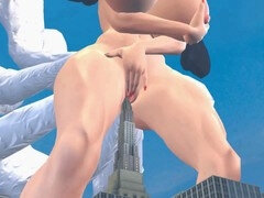 Voluptuous giantess Ahri indulges in her giant fantasies with tiny men