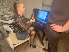 He dominates his blonde big-tit secretary Amandadickted and feeds her cake stuffed with his jelly