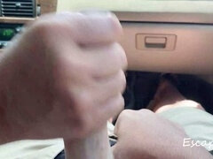 Stor kuk, Sperma shot, Mamma, Utomhus, Offentlig