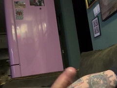 Stor kukk, Sperm skott, Homofil, Hjemmelaget, Onani, Alene, Tattovering