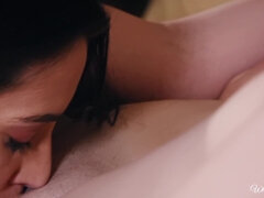 Blaire Ivory and Georgia Jones licking passionately in bed