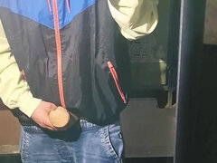 Enthousiasteling, Europees, Handbeurt, Masturbatie, Openbaar, Mager, Alleen