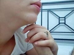 금발의, 오랄섹스, 사정 샷, 음경, Hd, 밀프, 청소년