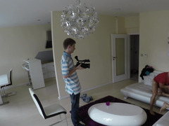 While the couple is having a wank, the young bloke is filming them