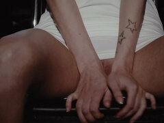 Svart, Blond, Kjole, Naturlig, Brystvorter, Fitte, Alene, Tattovering