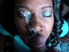 Ebony bitch facial pov