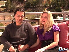 Blond, Pijpbeurt, Man die toekijkt, Hardcore, Hd, Ruw, Zuigen, Vrouw