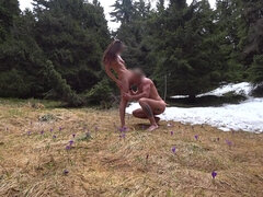 Amador amadora, Boquete, Garganta funda, Pau, Natural, Mamilos, Ao ar livre cartaz de rua outdoor, Tetas