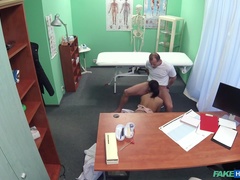 Amateur, Médecin, Doigter, Léchez, Bureau, Chatte, Uniforme, Voyeur