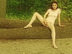 Dildo, Europejski, Jedzenie, Na wolnym powietrzu, Cipka, Rudowłosa, Solo