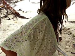 18, Amatør, Strand, Smuk, Par, Sød, Hd, Udendørs