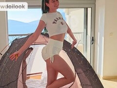 Girl next door, camping, natural tits