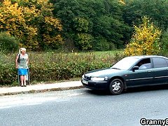 Picked up blonde mature gets doggy-fucked