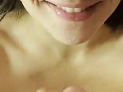 Pik sutte, Brunette, Par, Komme i munden, Hjemmelavet, Pov