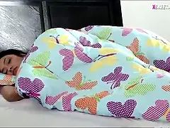 Beautiful amateur teen besties had a sleepover then one of them gets pounded by big hard dick in bed